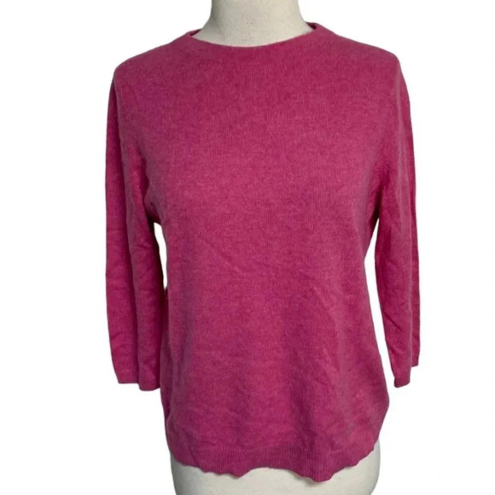 Talbots Sweater MP Pink Pure Cashmere 3/4 Sleeve Crew Neck Classic Knit